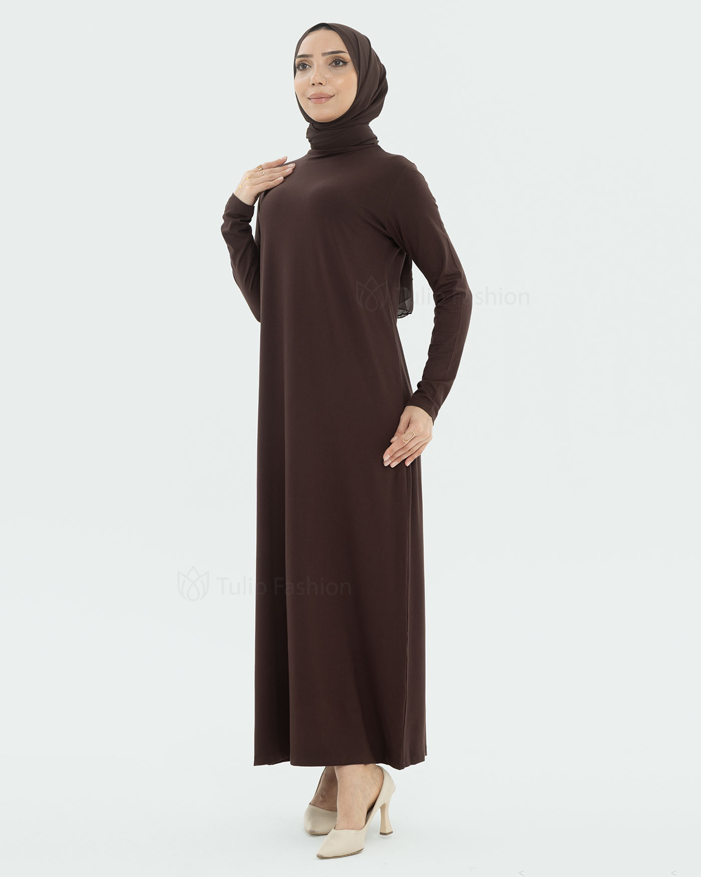 Jersey Dress Basic - Brown - 2