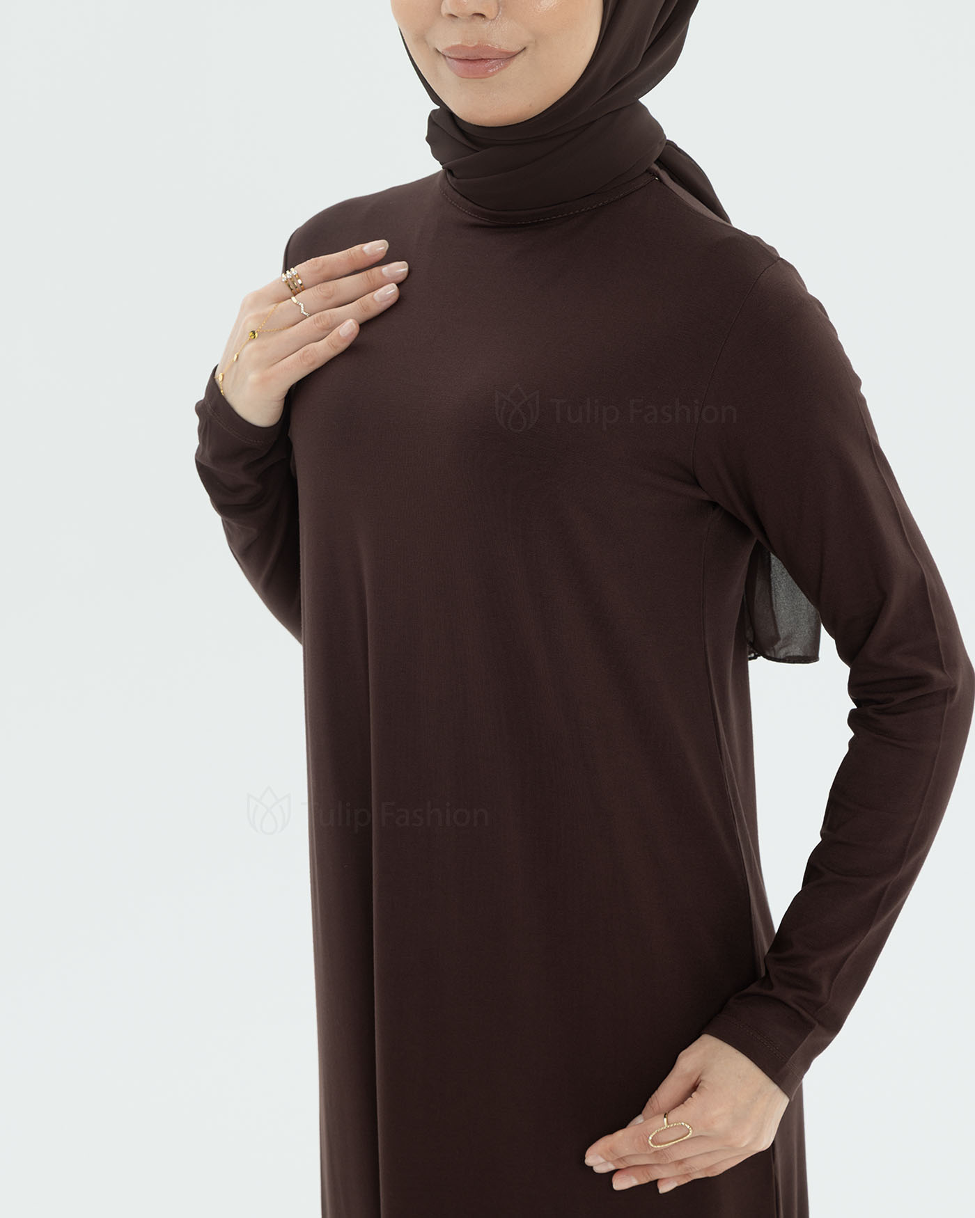Jersey Dress Basic - Brown - 6