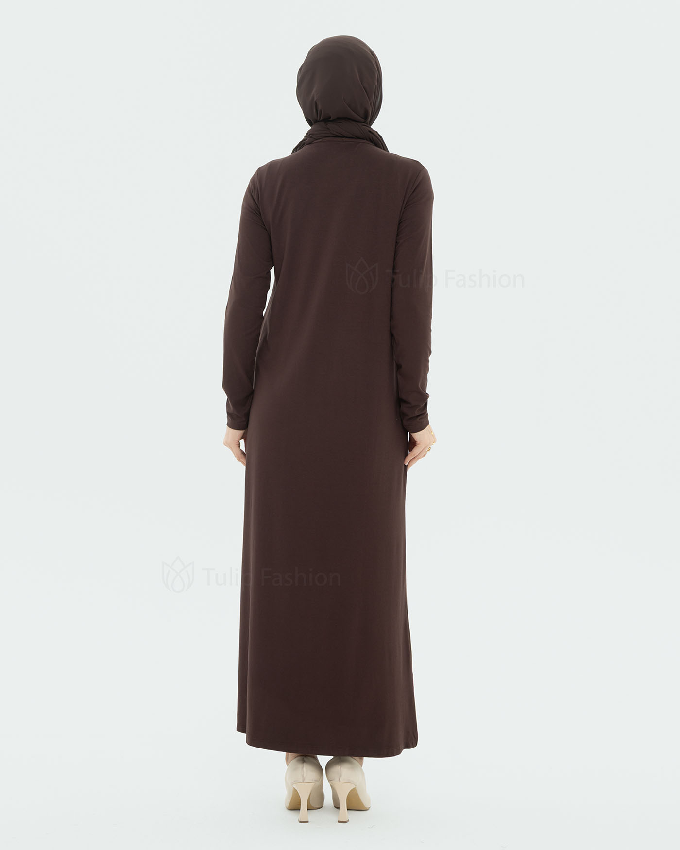 Jersey Dress Basic - Brown - 4
