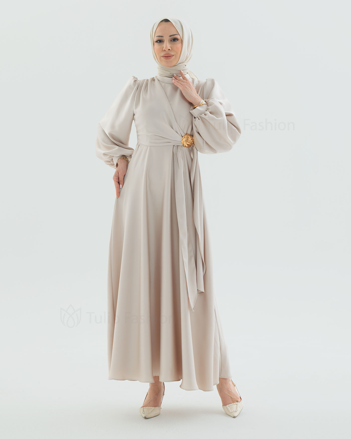 Party Dress - Light Beige - 6