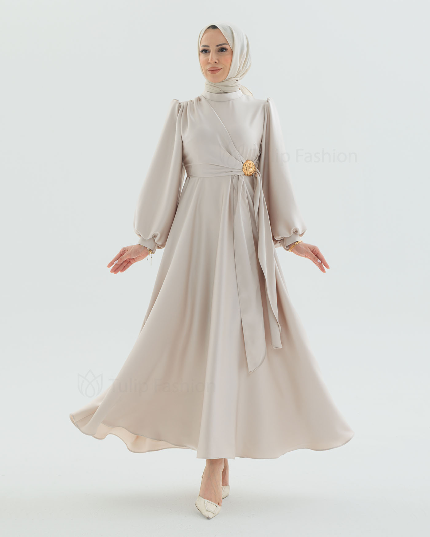 Party Dress - Light Beige