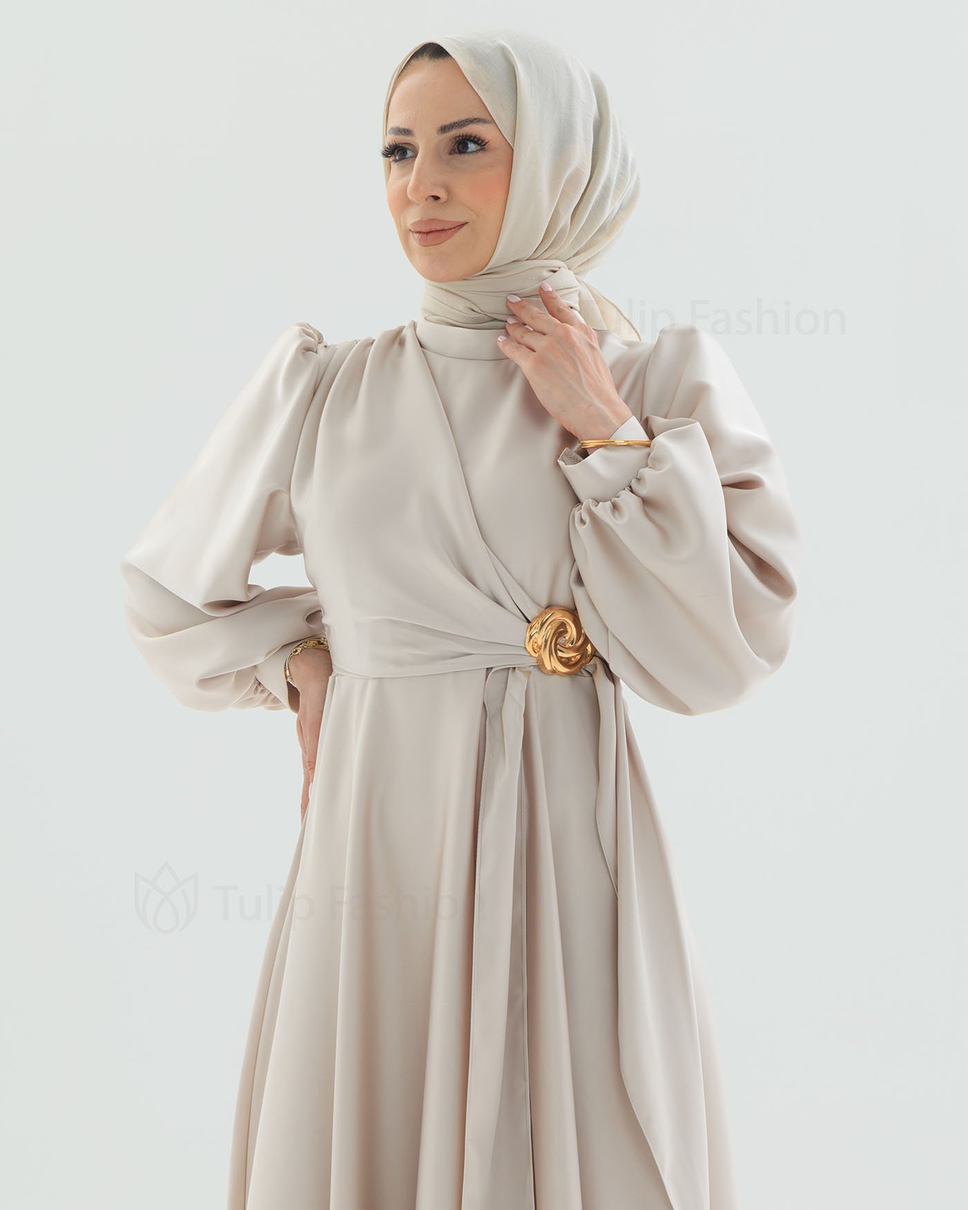 Party Dress - Light Beige - 8