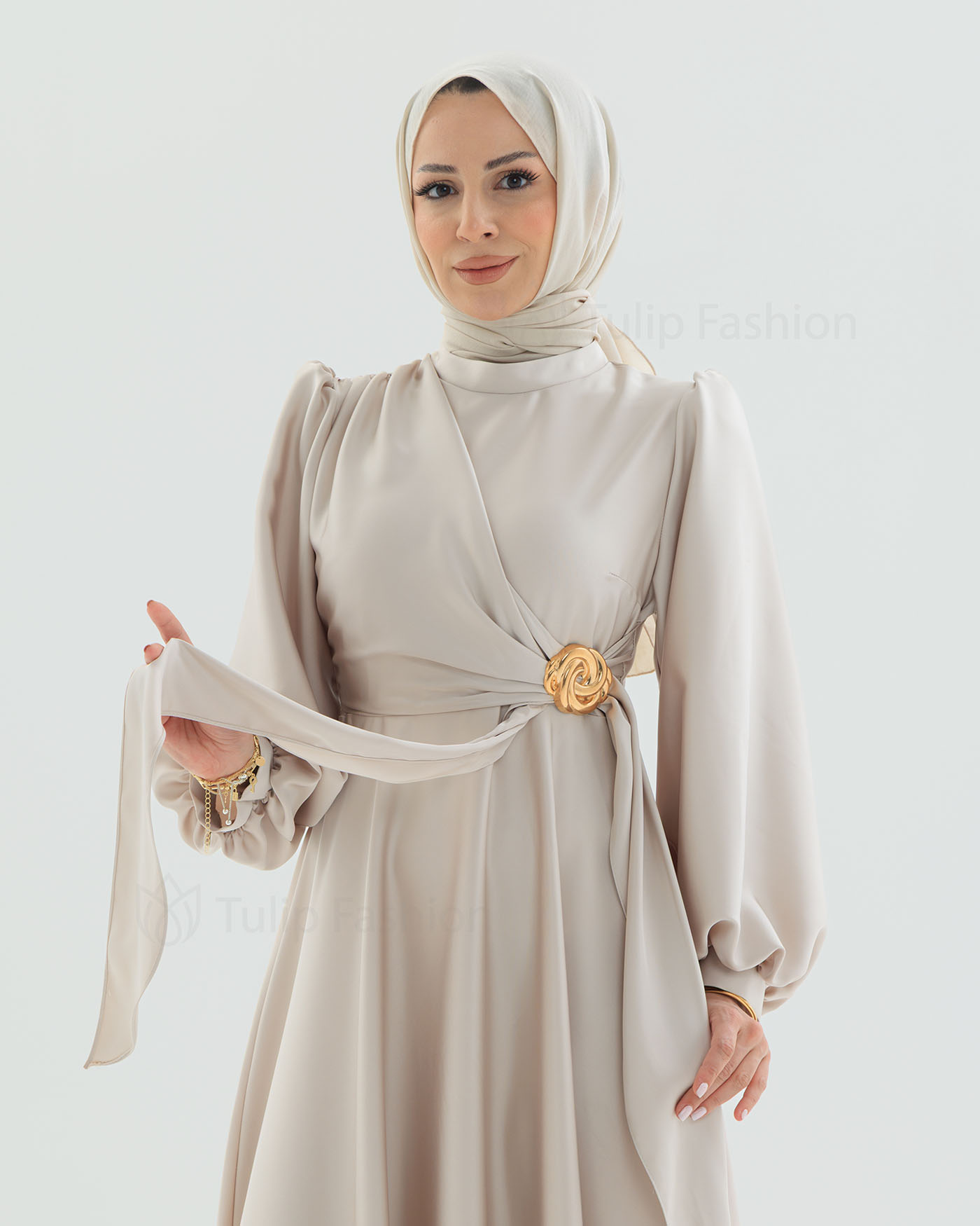 Party Dress - Light Beige - 7