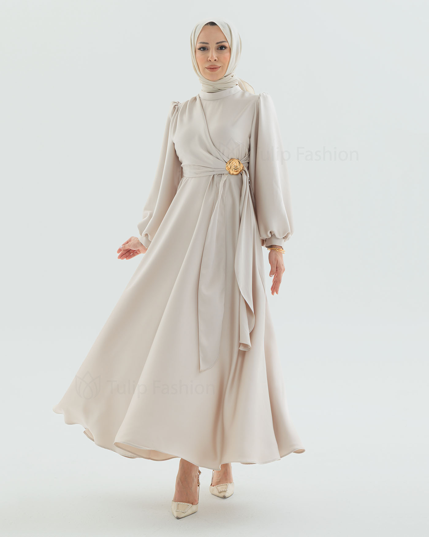 Party Dress - Light Beige - 2