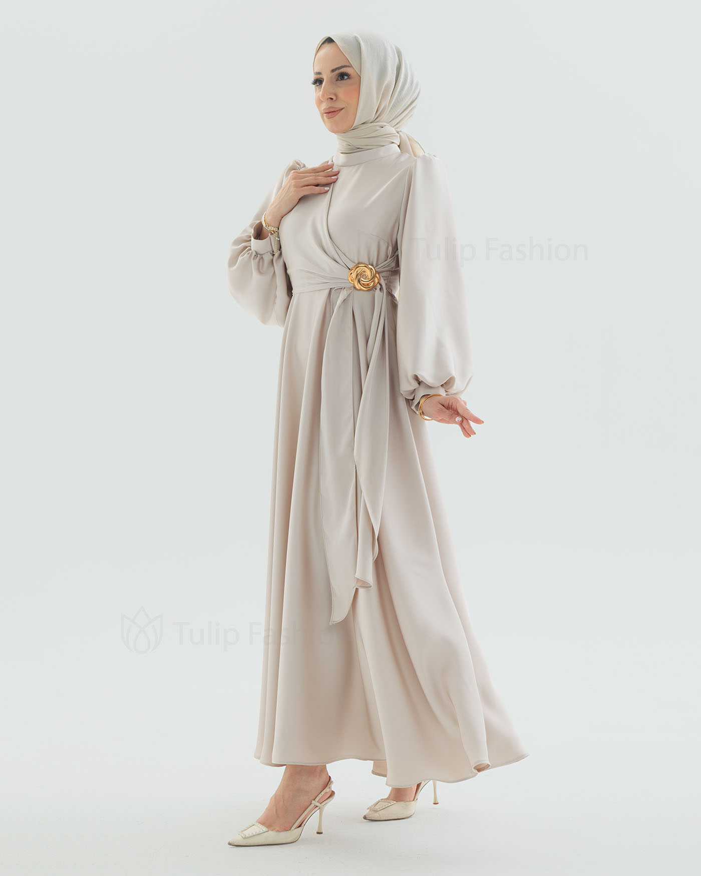 Party Dress - Light Beige - 4