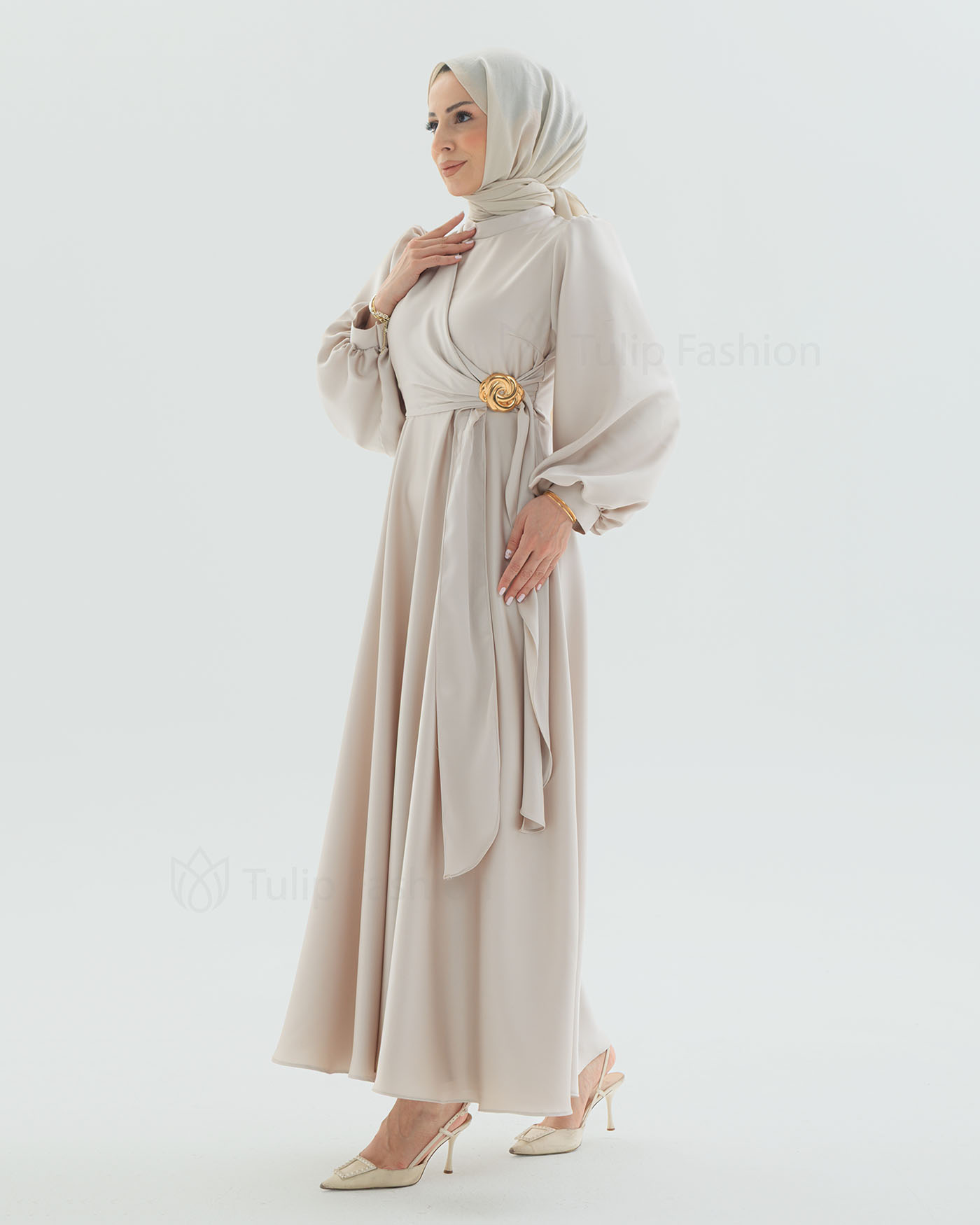 Party Dress - Light Beige - 3