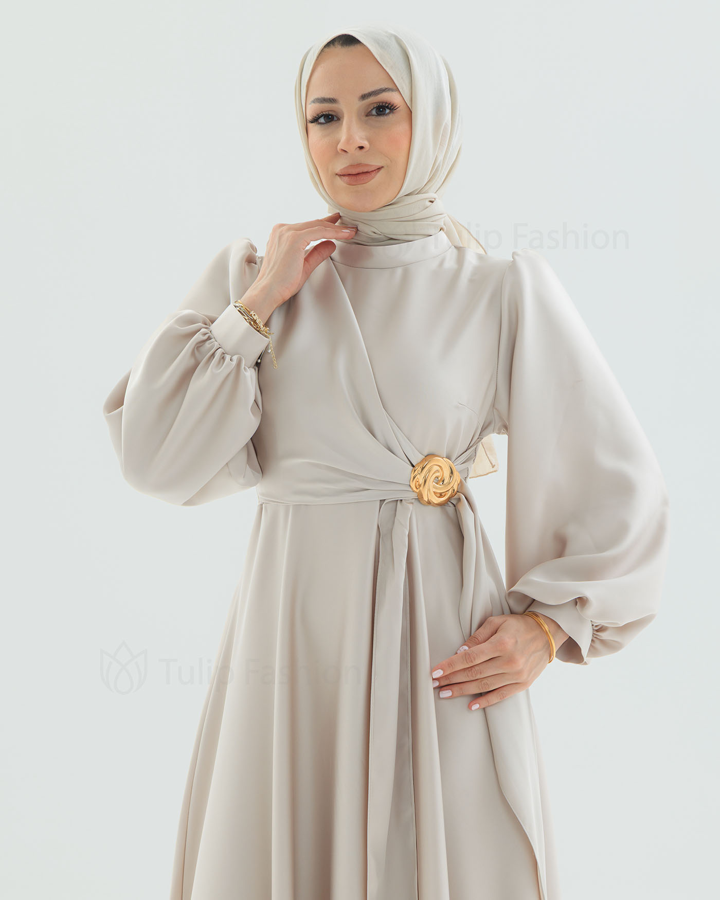 Party Dress - Light Beige - 9