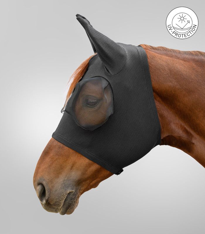 Fly Mask / flughuva (med öron + dragkedja) Waldhausen Breath Mesh, svart - 2