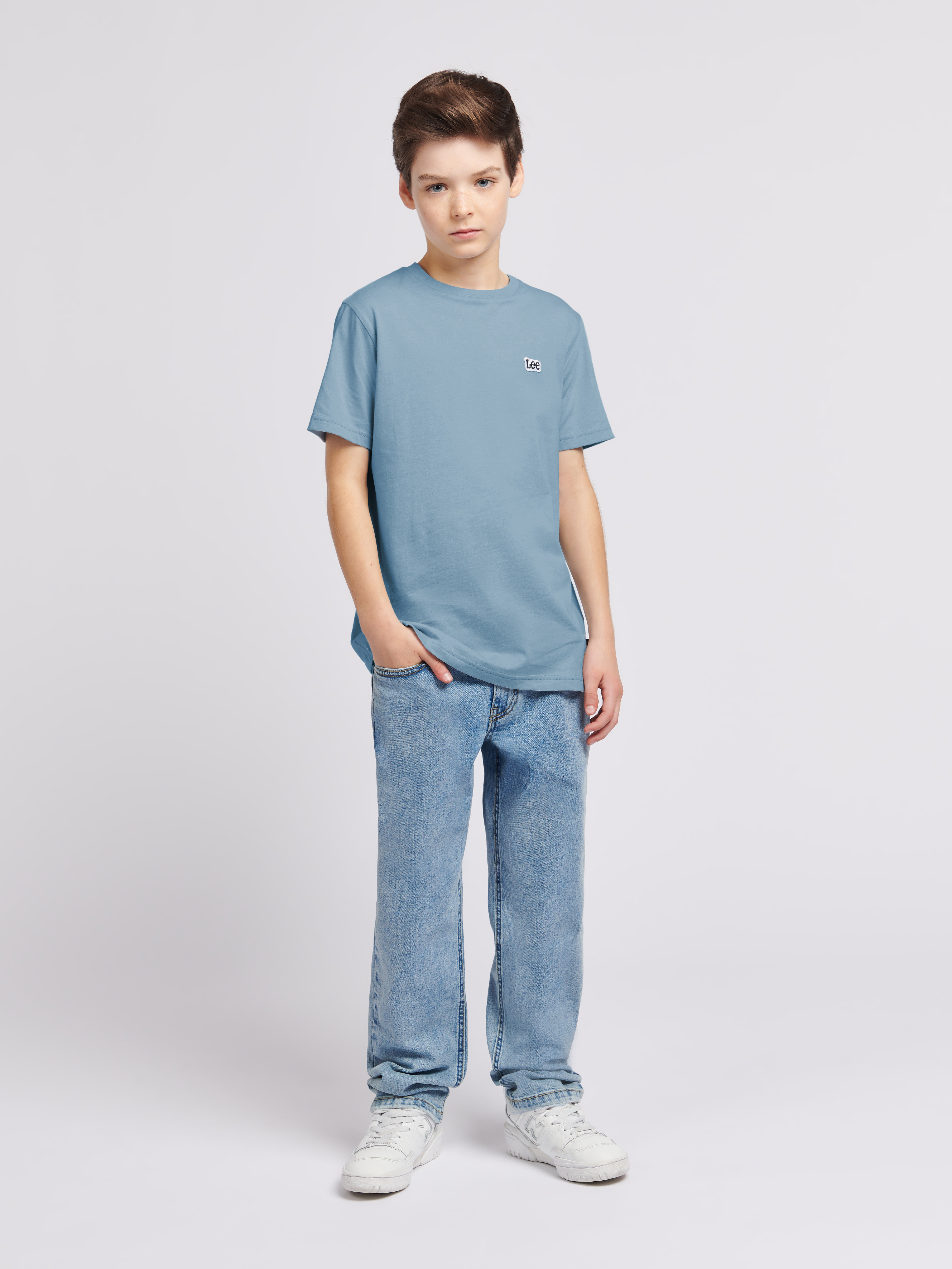 Badge T-Shirt Faded Denim  - 5