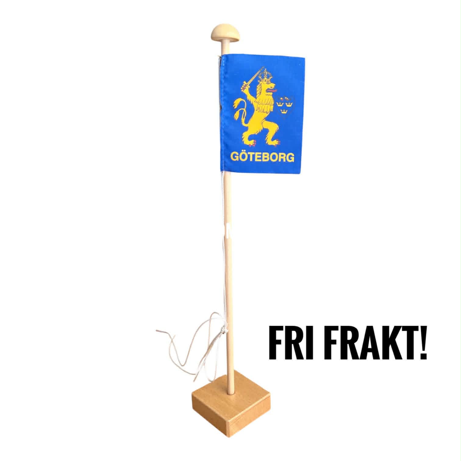 Bordsflagga Göteborg med trästång 