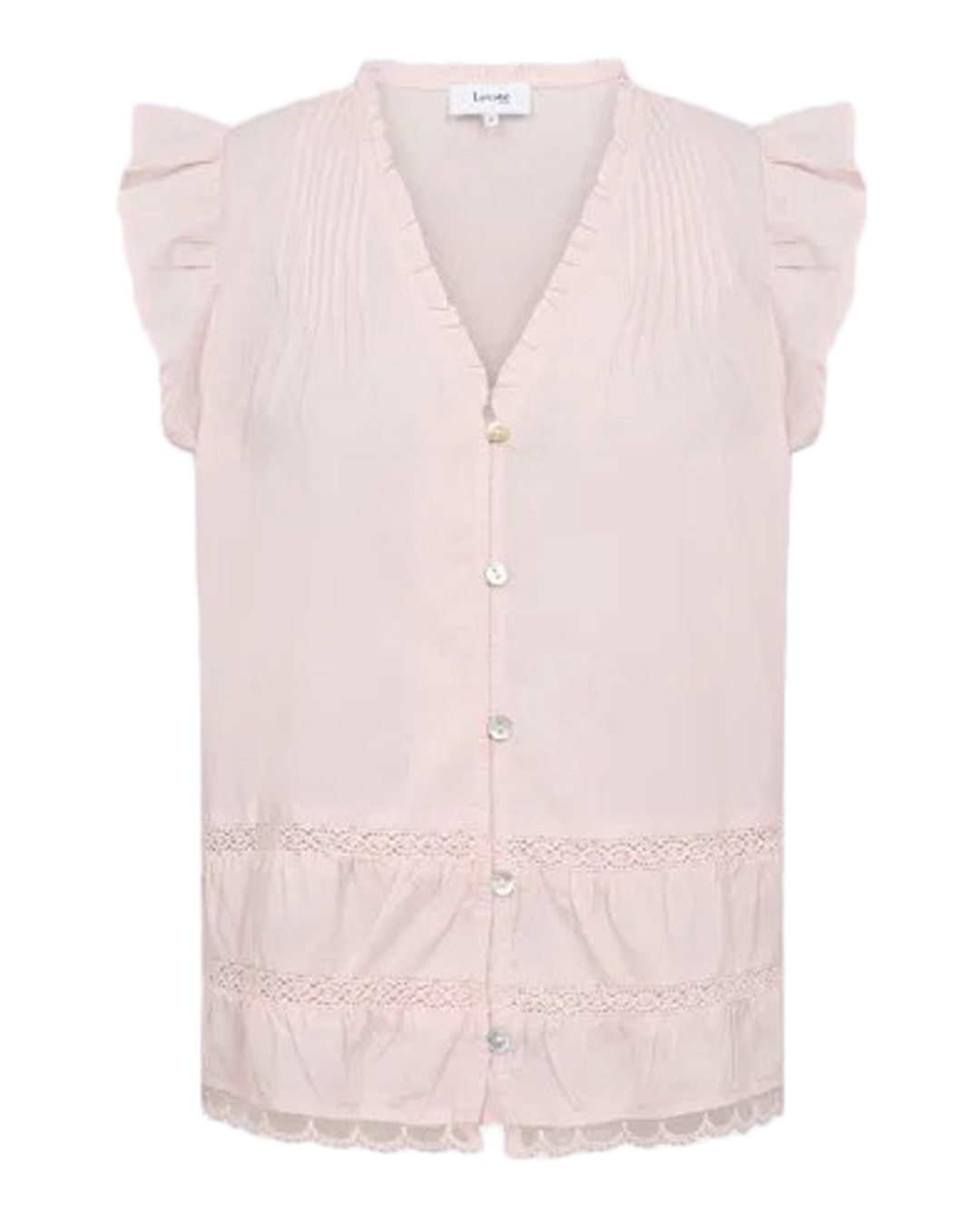 Blus Veile holkärm med volang rosa - 5