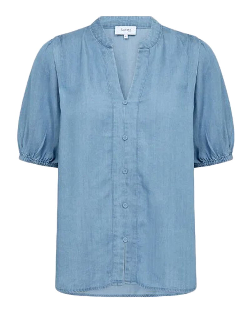 Jeansblus Rora v-ringad ljus denimblå