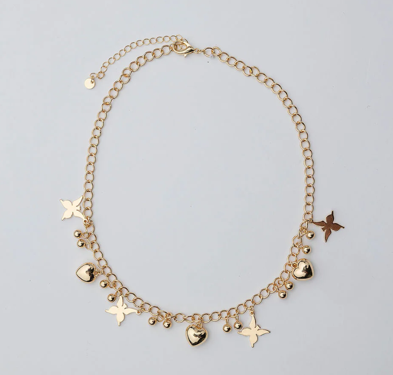Charm halsband guld