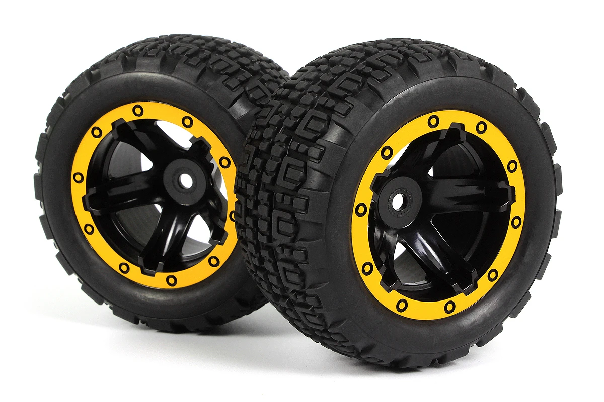 Blackzon 540261 Slyder ST Wheels/Tires Assembled (Black/Yellow)