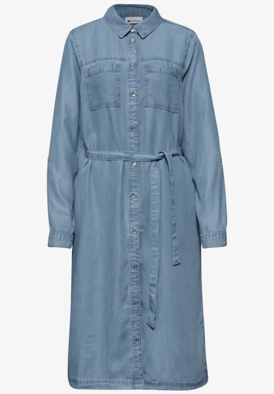 Washed Shirtcollar Dress Jeansklänning i ljus tvätt