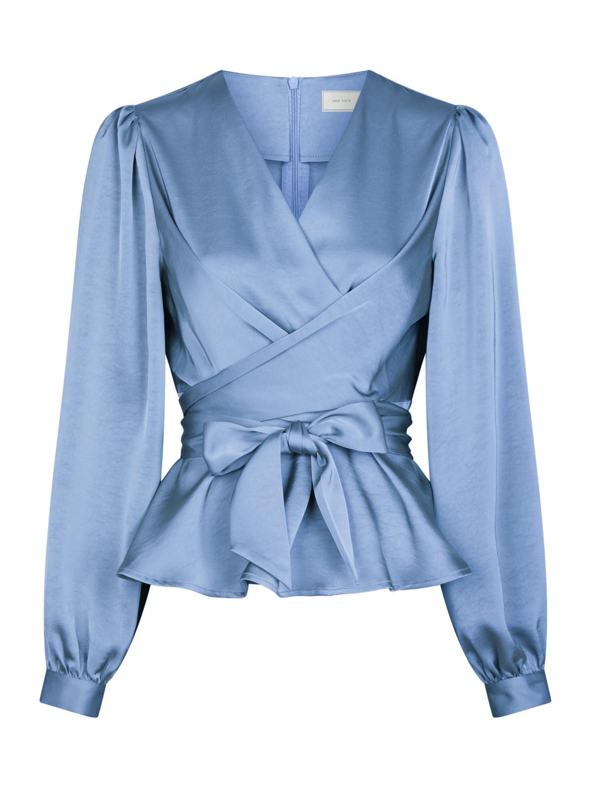 Neo Noir Rista Heavy Sateen Blouse, Smoke Blue