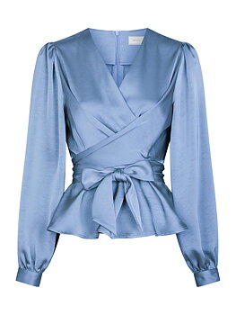 Neo Noir Rista Heavy Sateen Blouse, Smoke Blue