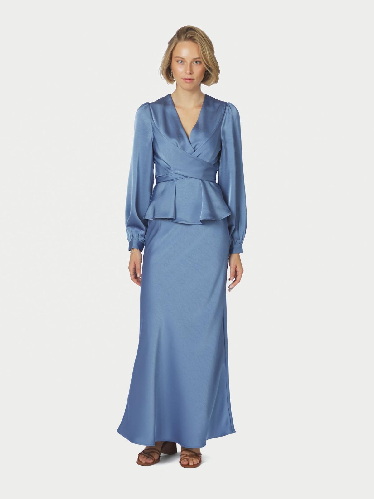 Neo Noir Rista Heavy Sateen Blouse, Smoke Blue - 5
