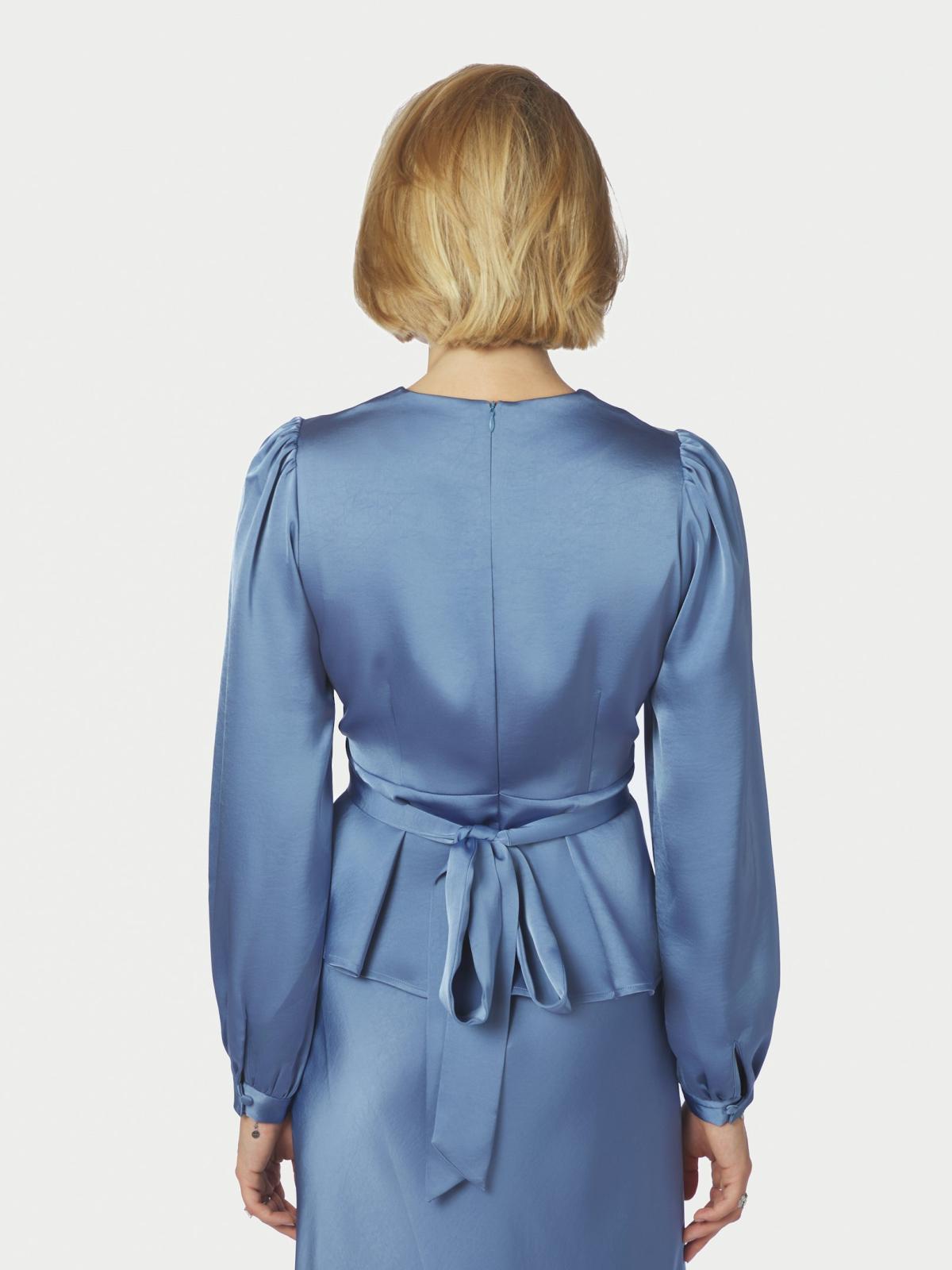 Neo Noir Rista Heavy Sateen Blouse, Smoke Blue - 4