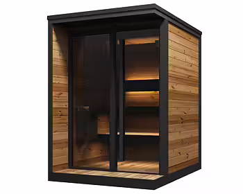 Nordkapp Bastukub PATIO med glasfront och elegant thermowood-design