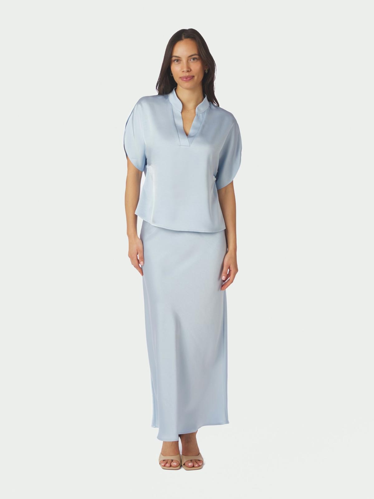 Neo Noir Anelle Heavy Sateen Blouse, Light Blue - 5