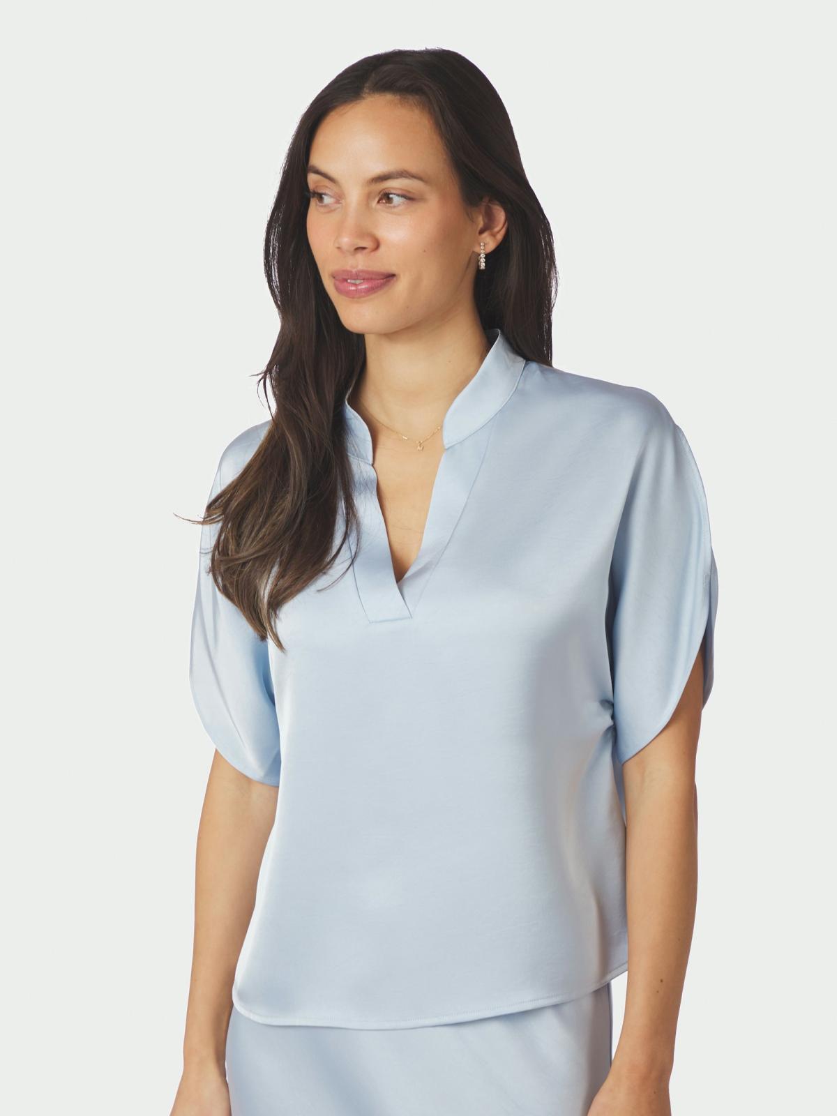 Neo Noir Anelle Heavy Sateen Blouse, Light Blue - 3