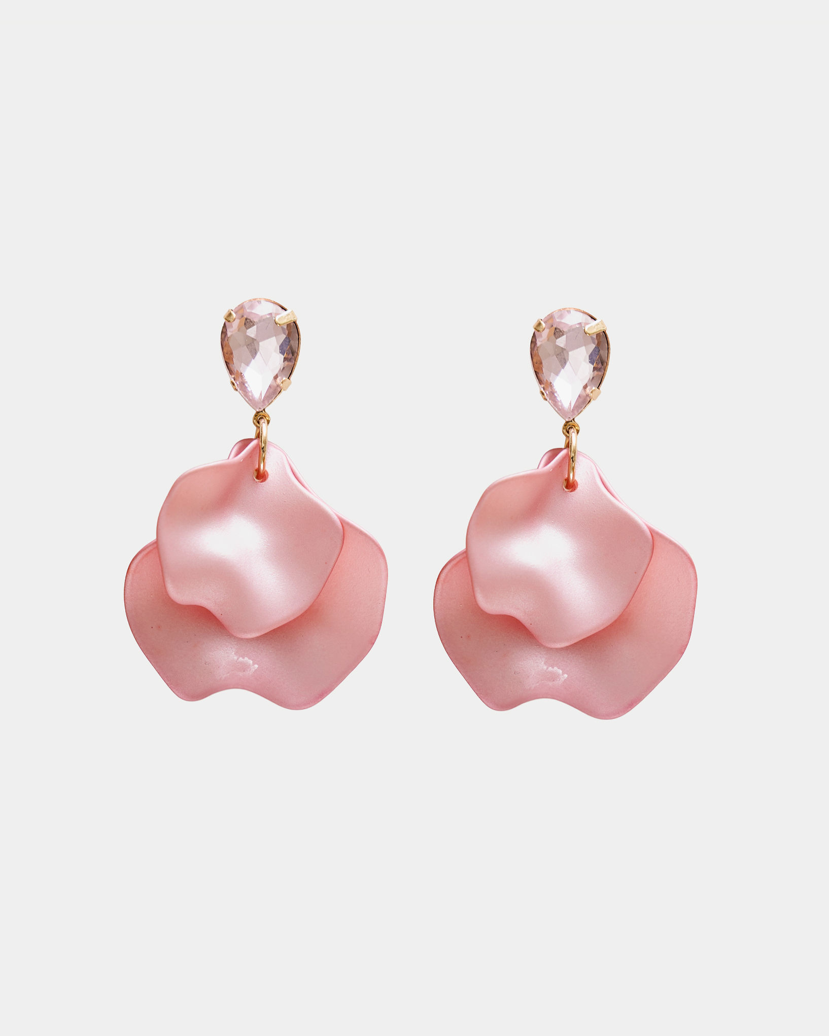 Leaf Earrings Cz Pearl Pink