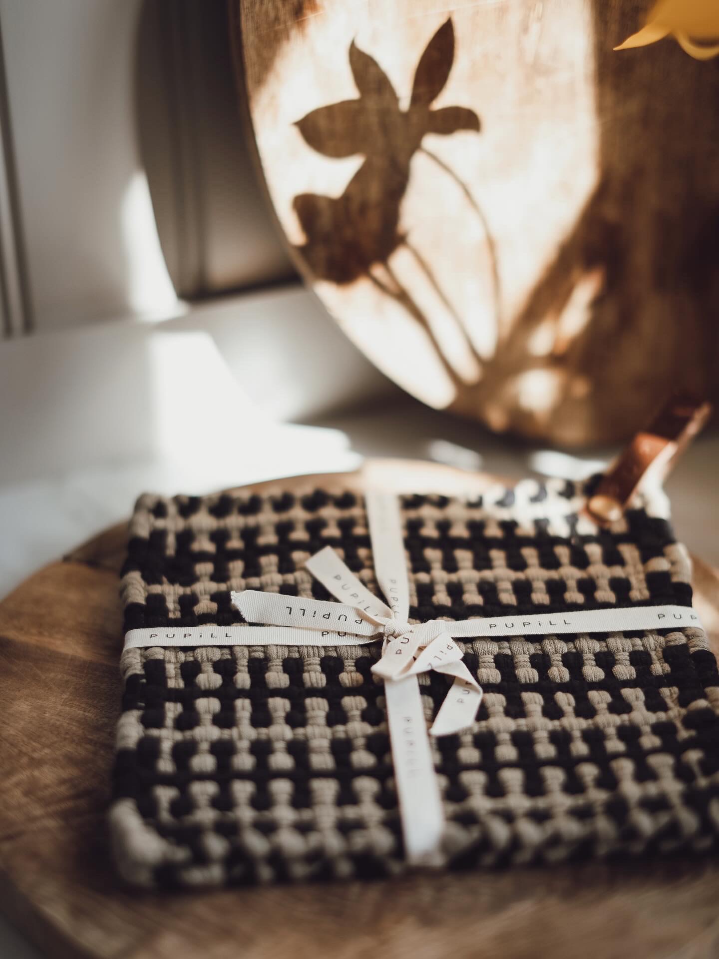 Virkade Grytlappar set om 2  Khaki/Svart