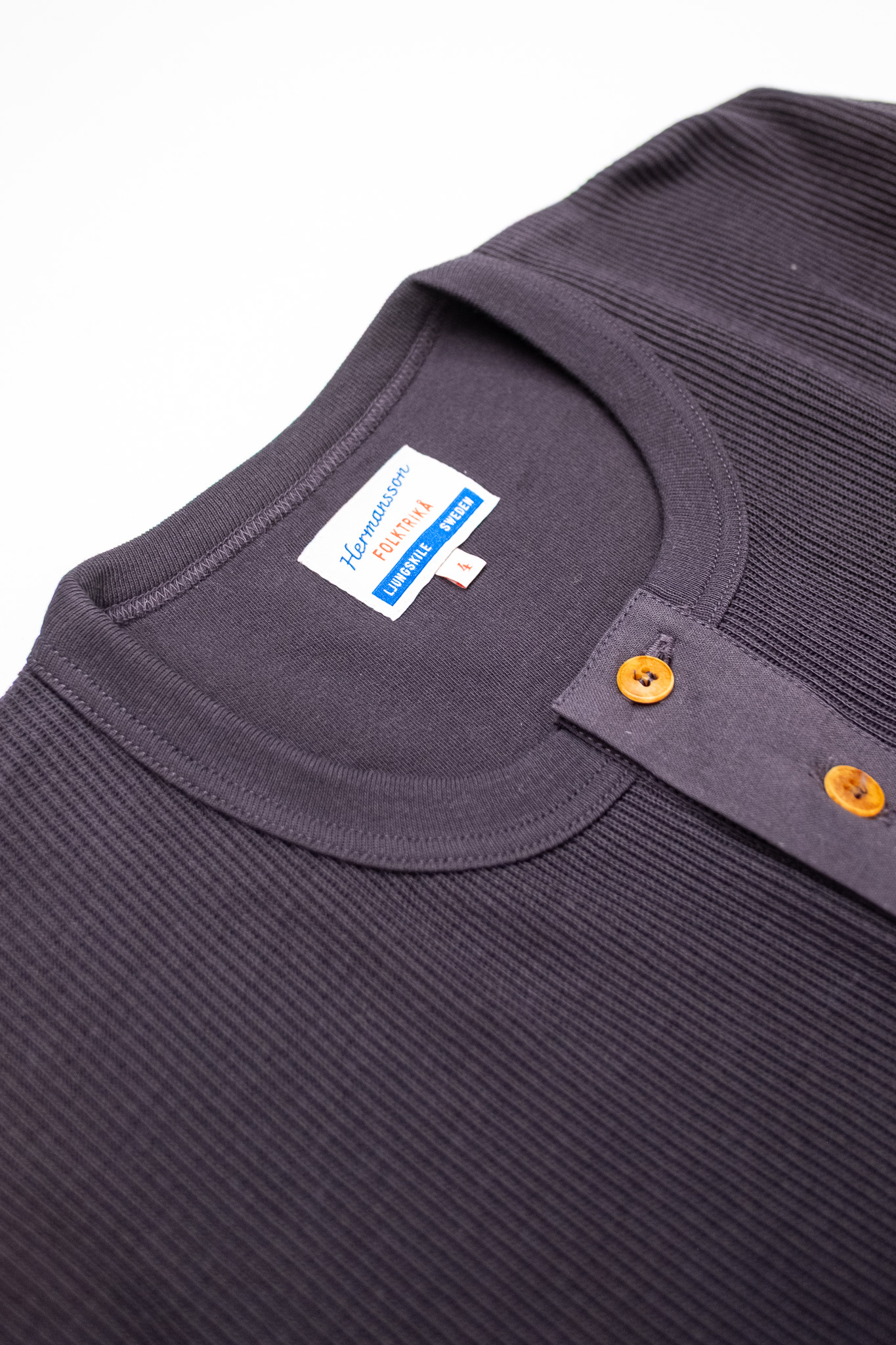 Hermansson Folktrikå - Lahmann Henley Shirt Charcoal - 4