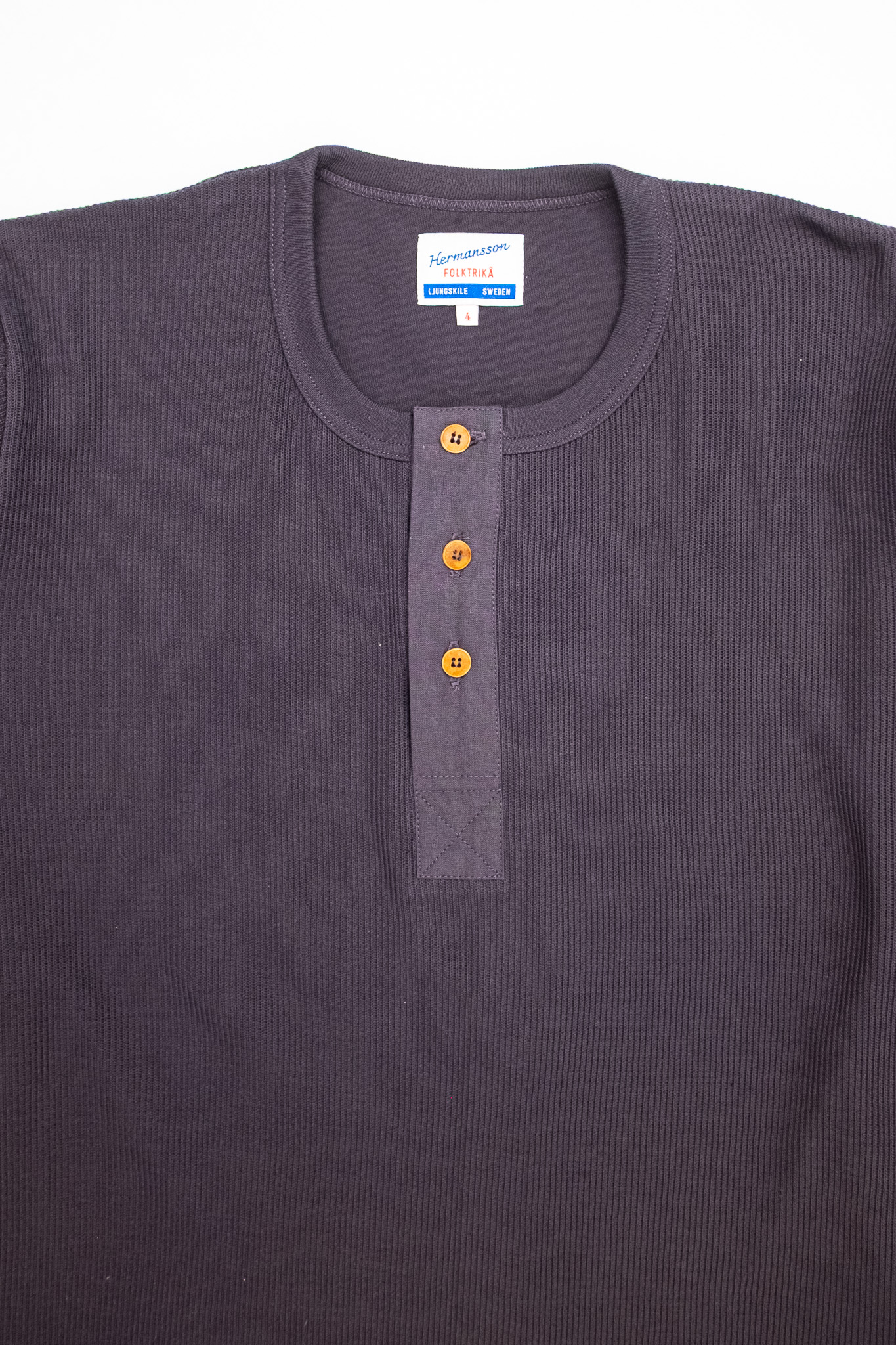Hermansson Folktrikå - Lahmann Henley Shirt Charcoal - 3