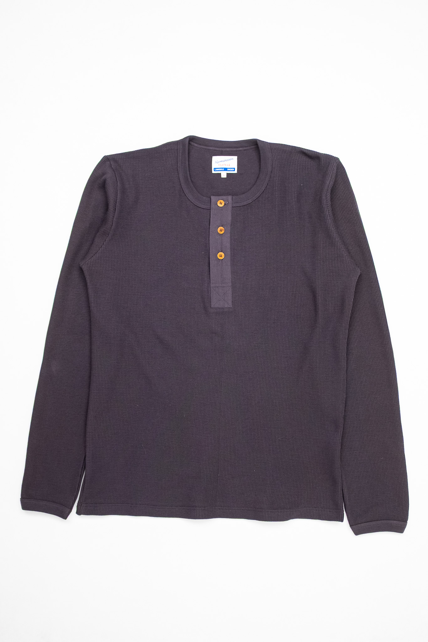 Hermansson Folktrikå - Lahmann Henley Shirt Charcoal - 2