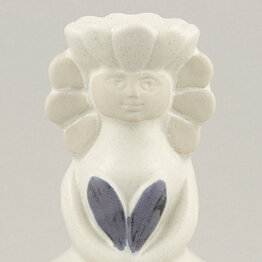 Lisa Larson (1982) Candleholder Girl Lina with Blue Flowers 14 cm (2)