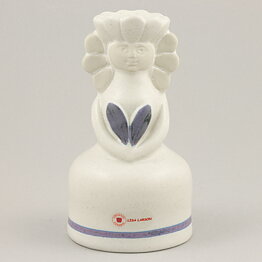 Lisa Larson (1982) Candleholder Girl Lina with Blue Flowers 14 cm (2)
