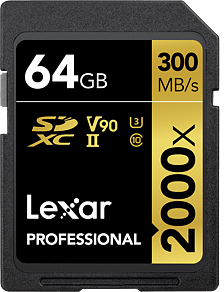 Lexar SDXC Pro 2000X UHS-II U3 R300/W260 (V90) 64GB