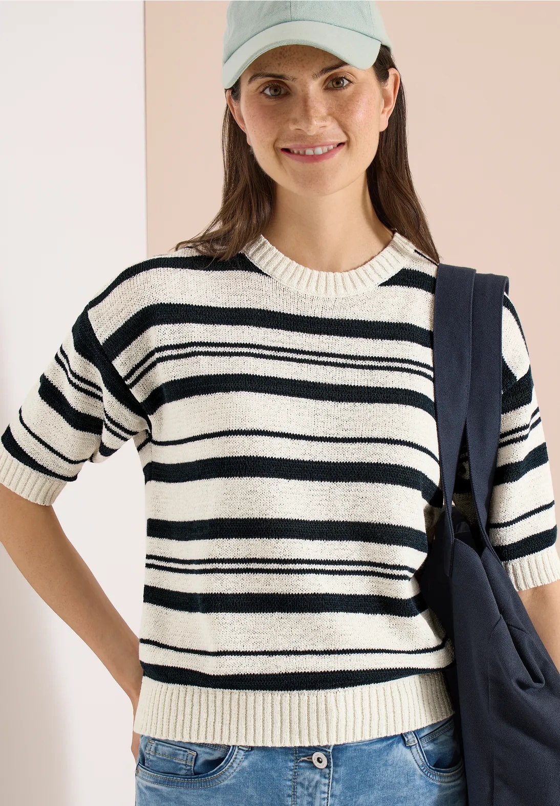 Striped Tapeyarn Pullover - Palm Breeze Green- Cecil