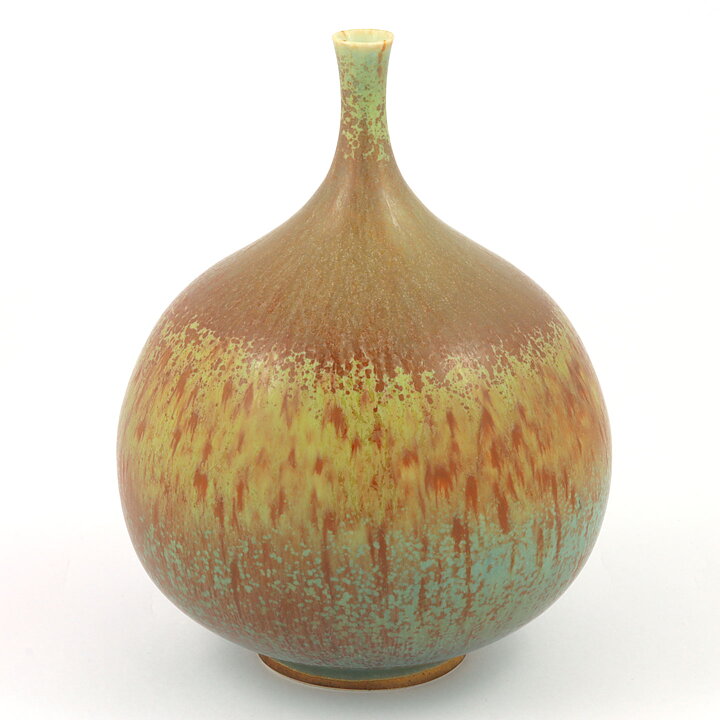 Gösta Rubensson (1960s) Unique Vase with Brown/Green Haresfur Glaze 17 cm