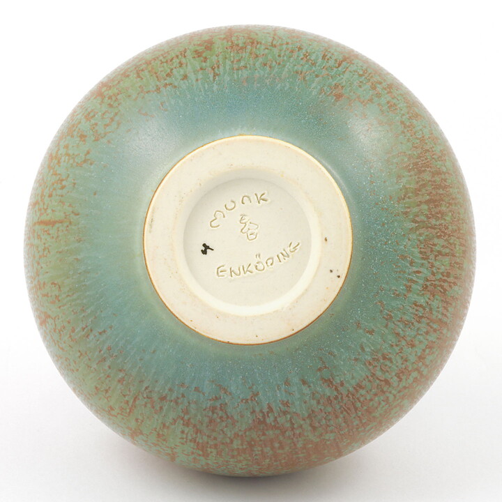 Gösta Rubensson (1960s) Unique Vase with Brown/Green Haresfur Glaze 17 cm