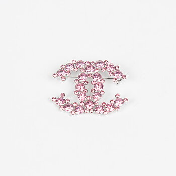 Brosch CC silver/light pink