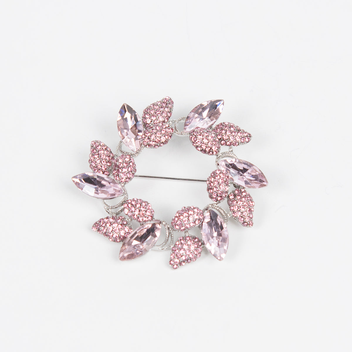 Brosch strass silver/light pink