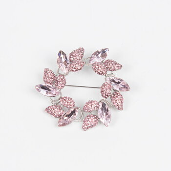 Brosch strass silver/light pink