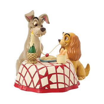 Jim Shore Disney Figurin - Dinner for two - Lady & Lufsen (Belysning i ljuset)