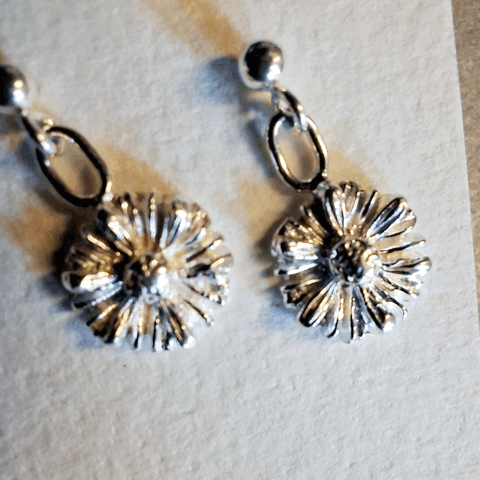 Örhänge Skogsblomma hängande, Silver Handgjort Jokkmokk design