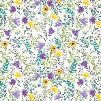 Tyg: Wildflowers White - Veronicas Garden