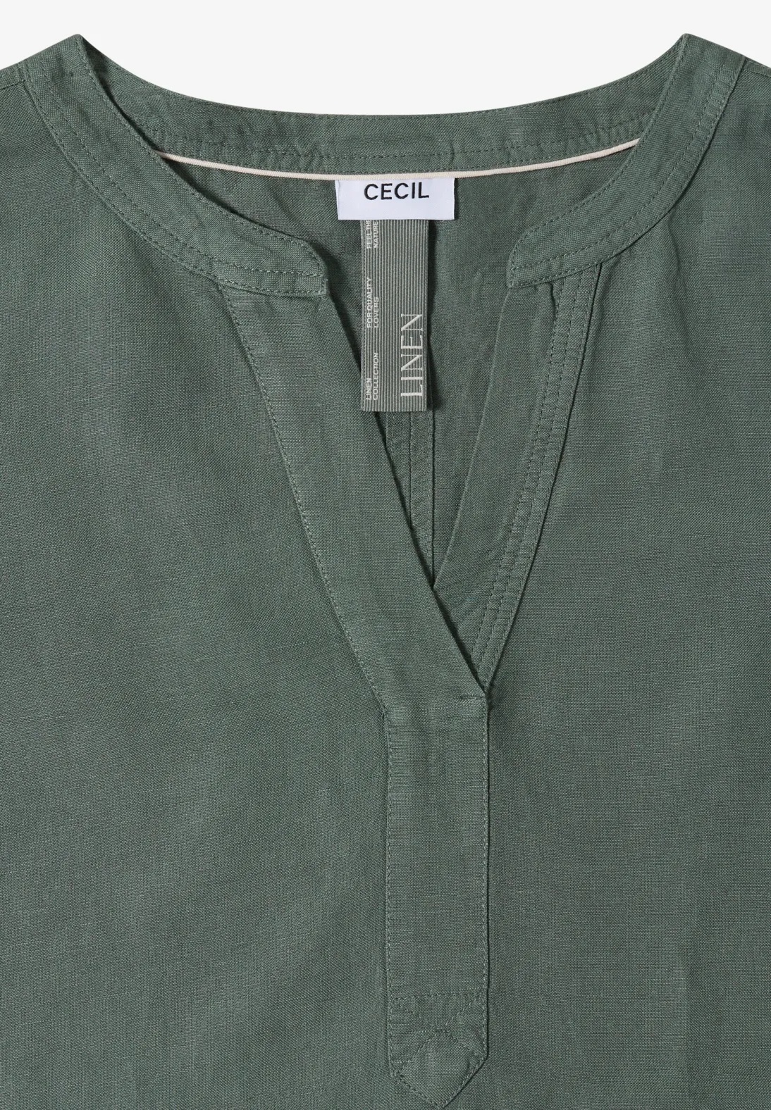 LI/CV Solid Split Neck Dress - Just Khaki - Cecil - 5