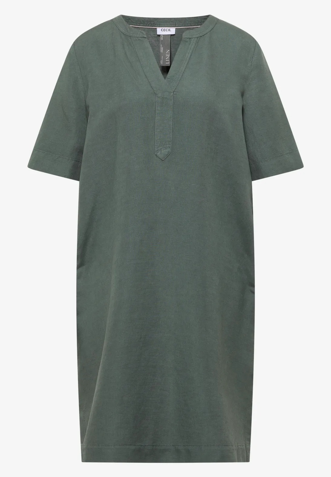LI/CV Solid Split Neck Dress - Just Khaki - Cecil - 4