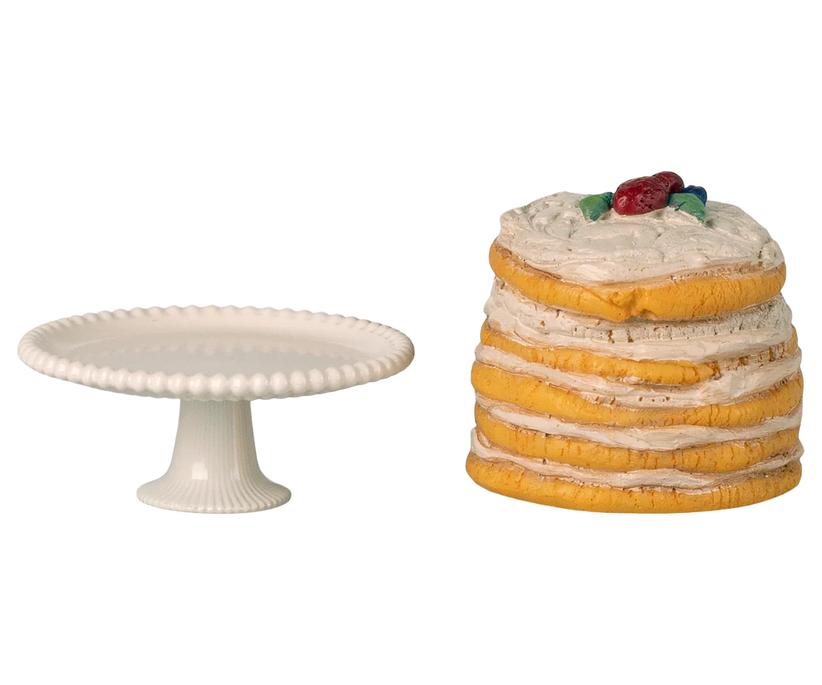Maileg Festtårta och tårtfat (Passar till Mailegs möss)  - 2