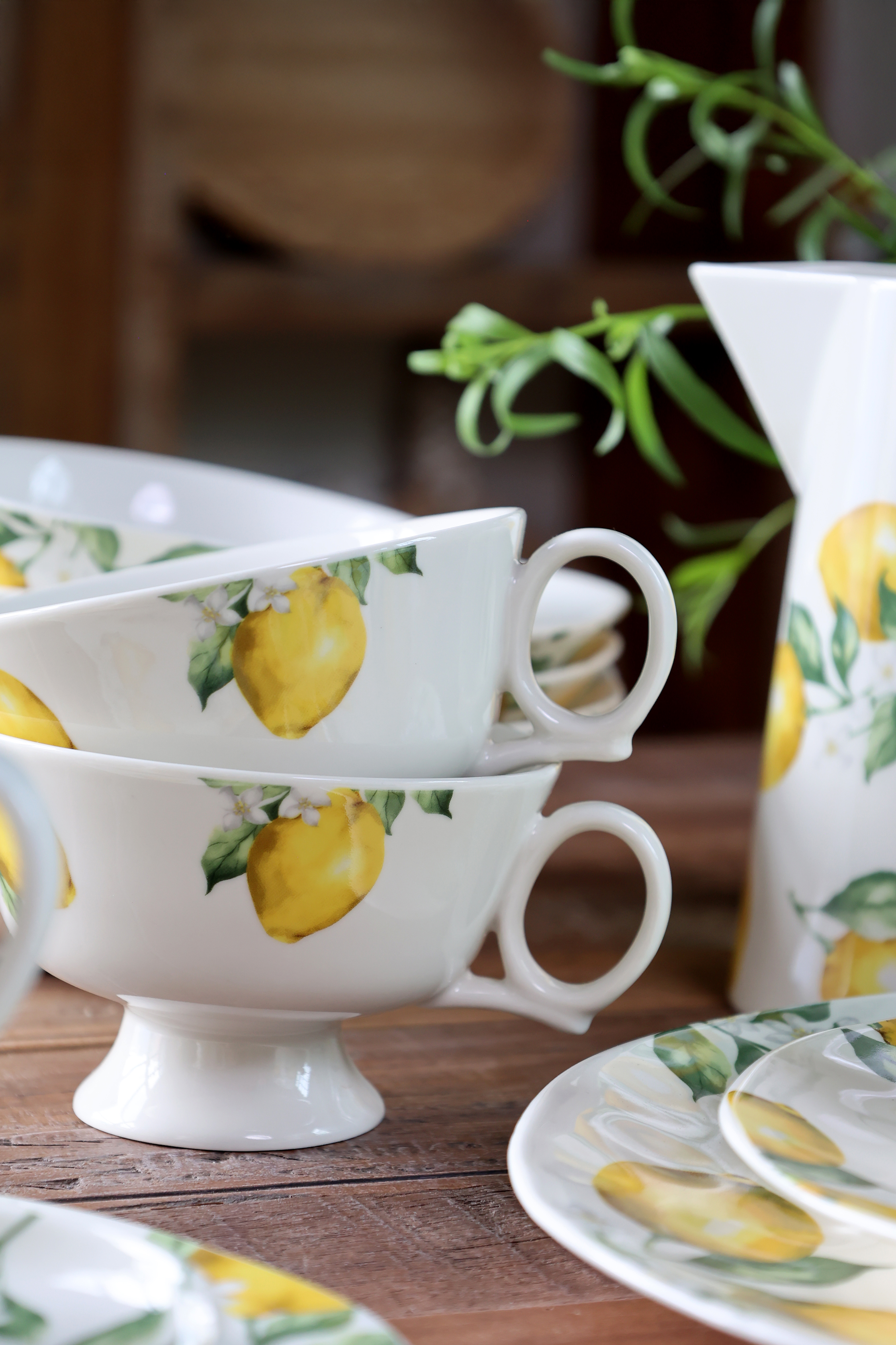 Mugg - Kopp på fot - Maison - Citron - Ø12 - H8 cm