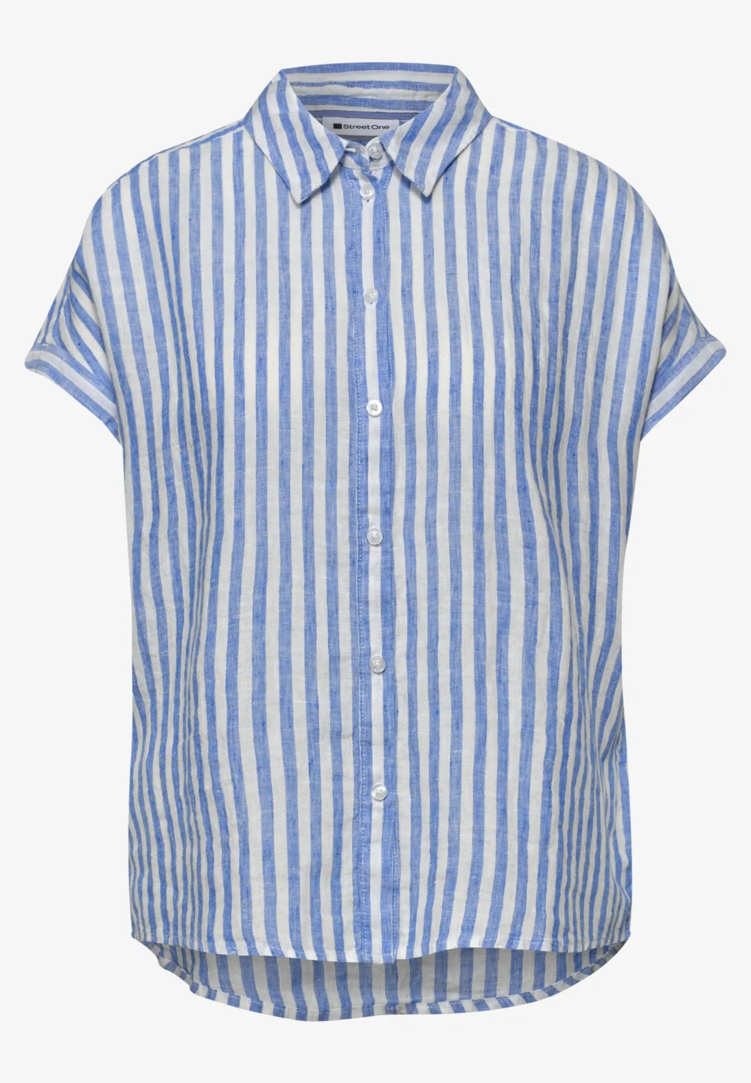 SOL Striped Shirtcollarblouse - Drift Blue - Street One - 5