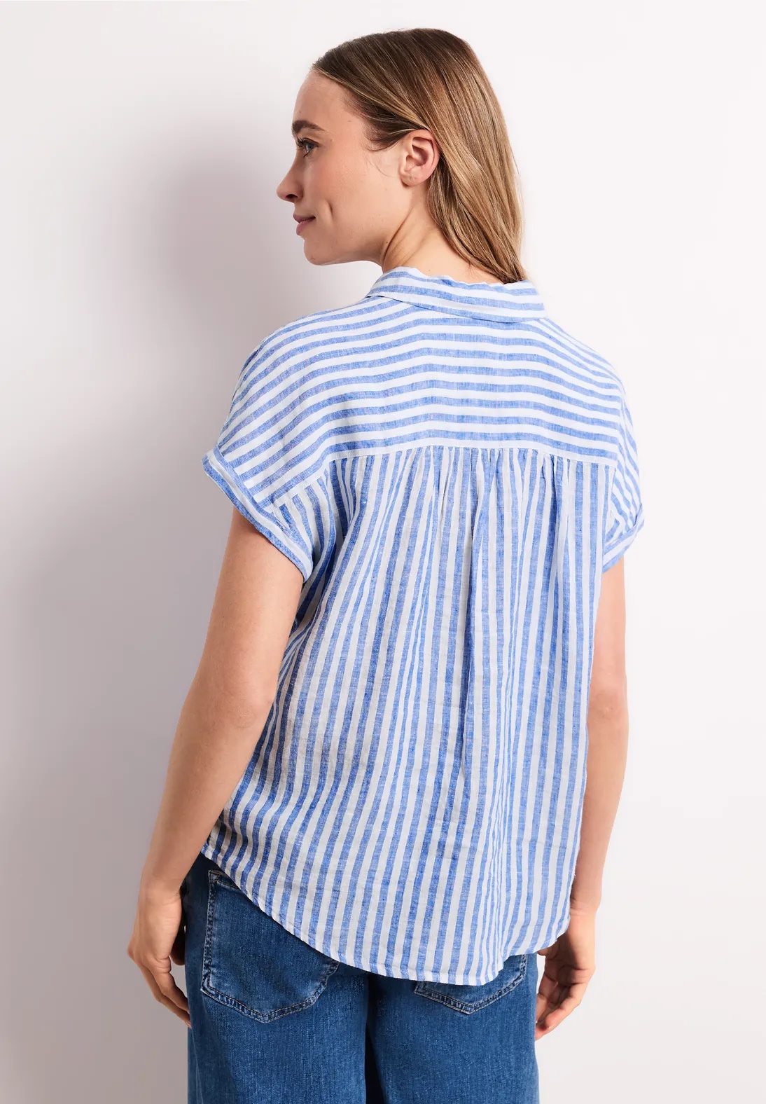 SOL Striped Shirtcollarblouse - Drift Blue - Street One - 3