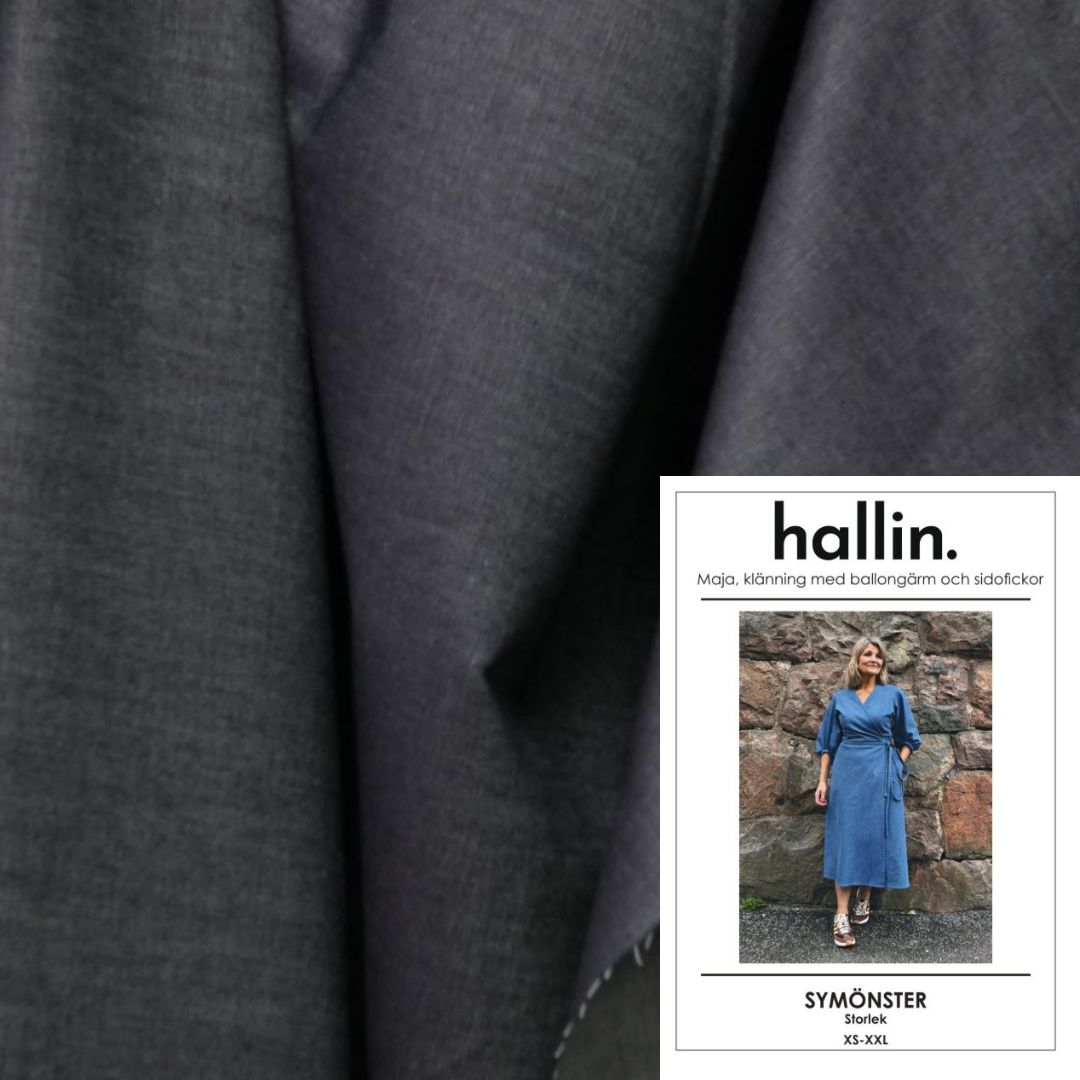 Mönsterpaket - Maja omlottklänning denim mellanblå